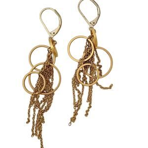Multi Gold Circle and Chains Drop Earrings